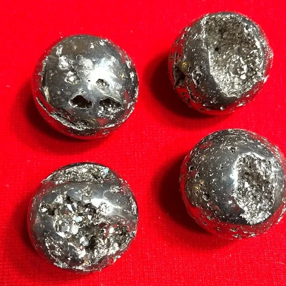 Shiny Metallic Decorative Pyrite Spheres Semiprecious Stones from Peru